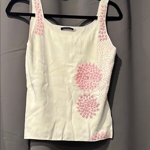 White and Pink Sleeveless Top
